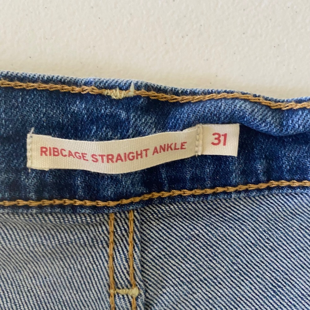 Levi's Ribcage Straight Ankle Jeans Women 31 Organic Cotton High Rise Button Fly - Picture 3 of 12